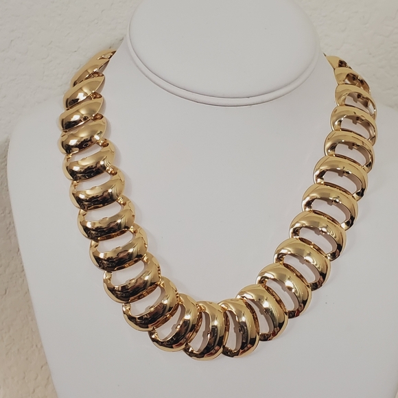 Anthropologie Gold Tone Ladder Link Collar Necklace 90s Elegant Minimalist NWT - Picture 3 of 16